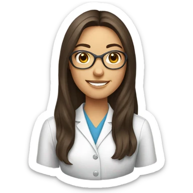 brunette dietitian with long hair and golden glasses with brown eyes and a smile

 sticker