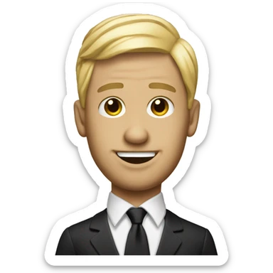 puppet man blonde comb over hair sticker