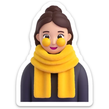 fuzzy scarf, soft and cozy, 3D emoji style sticker