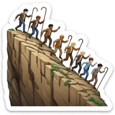 the blind leading the blind off a cliff with seeing canes  sticker