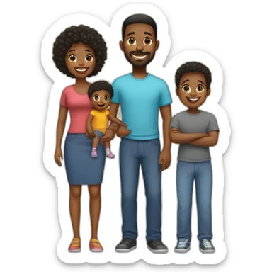 a loving black family of 5 with 1 older daughter, 1 son, and 1 baby son sticker