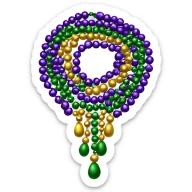 Realistic isolated mardi gras beads sticker