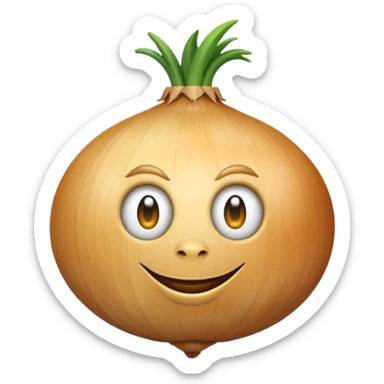 an onion emoji with a knocker sticker