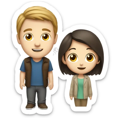 White guy brown haired with asian girl sticker