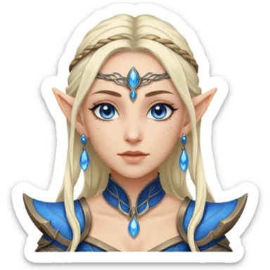 ESO female water elf warrior with lashes and earrings sticker