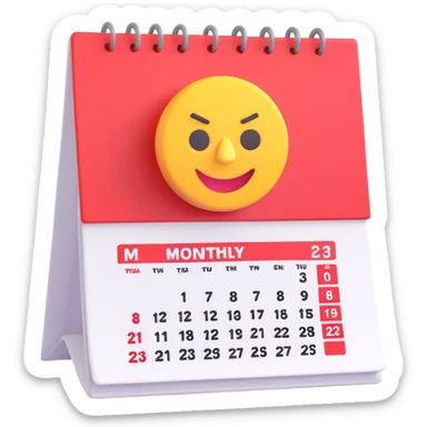 3D emoji of a monthly calendar with a bold red target icon in the corner sticker