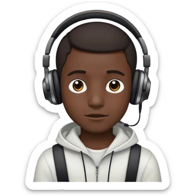 dark-skinned boy with headphones sticker