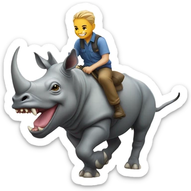 Cat riding a rhino sticker
