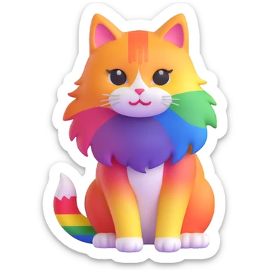 cat with pride flag colors sticker