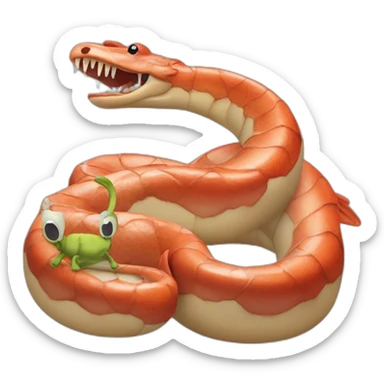 Serpent sur une vache à côté d’un crabe sticker