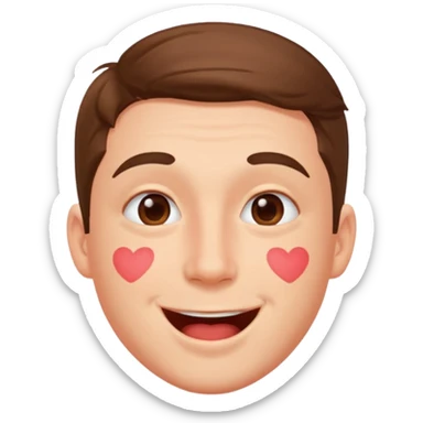 A guy with kiss mark all over his face acting crazy sticker