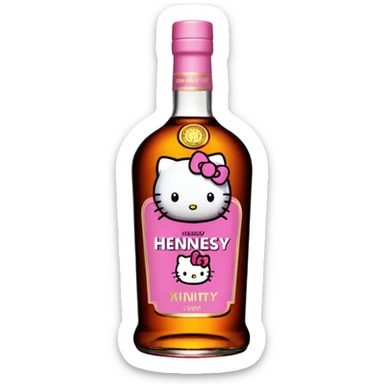 hennessy bottle label with hello kitty icon sticker