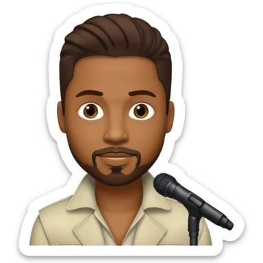 D'Angelo, R&B Singer (1974-2025) with dark brown hair sticker