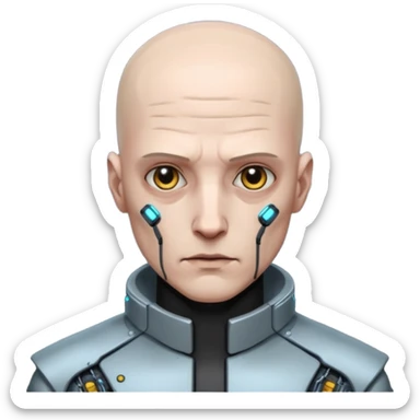 cyberpunk poor man whihout hair sticker