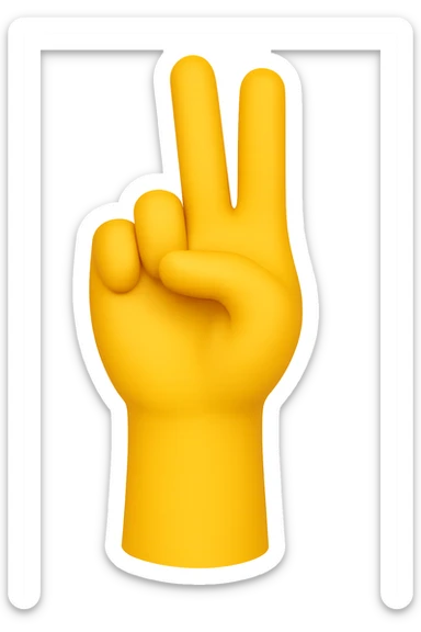 Female palm with two fingers up, matching the pose in the reference image, normal emoji style with transparent background, white nails. Variant 2 with slight angle change. sticker