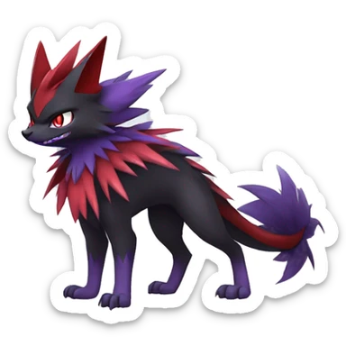  Black Red Purple Kawaii Cool Anime Nargacuga-Noivern-Noibat-Litten-Zorua-Zoroark-Fakemon-fusion full body sticker