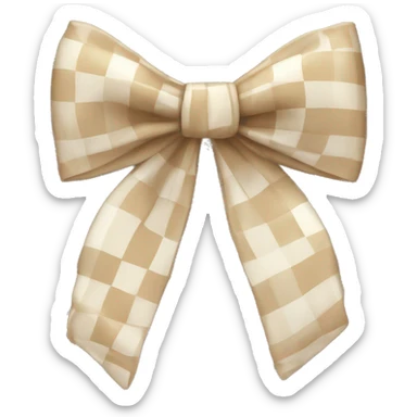 Beige and white checkered bow sticker