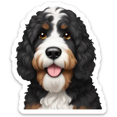 Bernedoodle with black face and white beard sticker