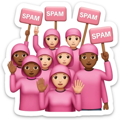 artists in pink protesting for spam meat sticker