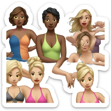 36 year old women cartoon women in pool  sticker