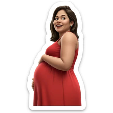 pregnant girl in red dress sticker