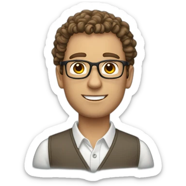 White Male Teacher with curly brown hair sticker