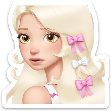 blonde girl with pink bow sticker