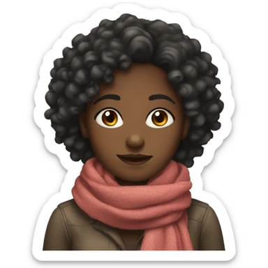 black girl with curly hair with a scarf sticker