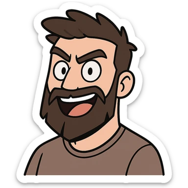 A thick, angular beard and mustache, flat toon style, suitable for Twitch users. sticker