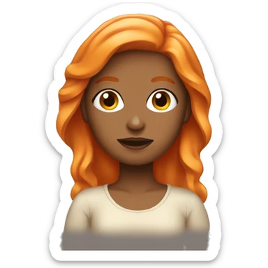 Tan girl with orange hair shopping online on macbooo sticker