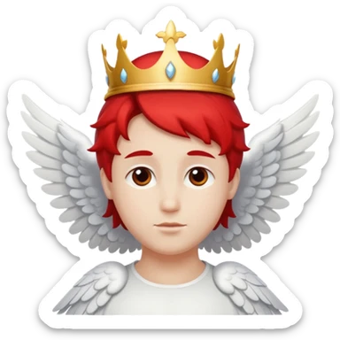 an angel with a red crown on his head, 4 wings sticker