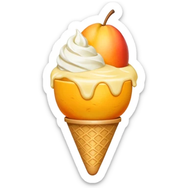 mango and scoop of vanilla ice cream sticker