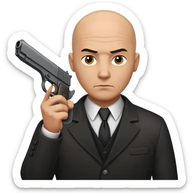 bald hitman with pistol sticker