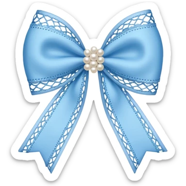 baby blue bow with lace and pearls sticker