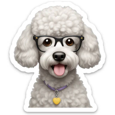 Poodle dog with glasses sticker