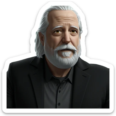 white-haired man in black jacket sticker