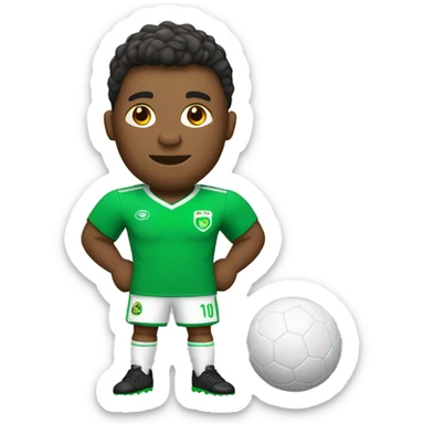 futbolista con balón pies y camiseta verde sticker