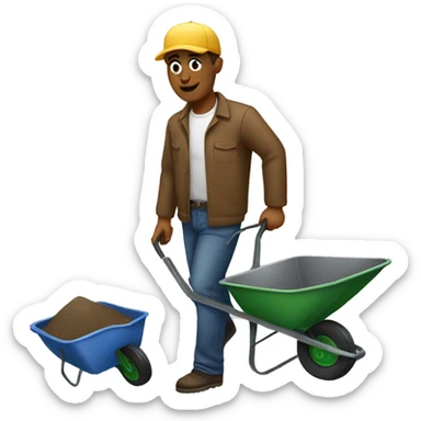 Man with a empty wheelbarrow  sticker