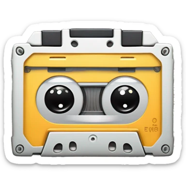Anthropomorphized Cassette Tape:
A classic cassette tape with wide eyes and a playful grin, holding its spools like little fists. Tape unravels from one side like an arm waving, ready to throw it back to the old-school jams. sticker