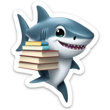 baby shark walking with books in hand sticker