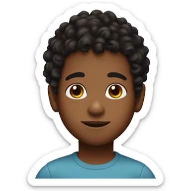 Little boy with brown skin and curly black hair on top of head and brown eyes  sticker