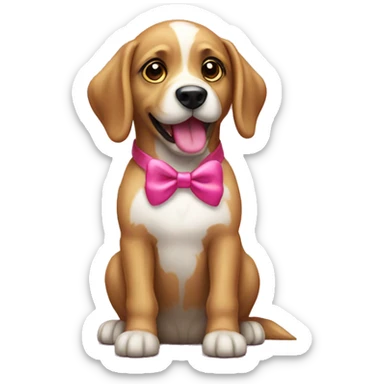 Christmas dog with pink bow sticker