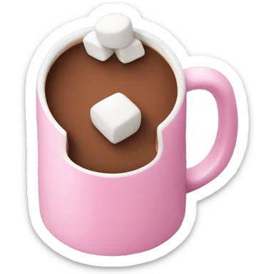 Pink mug with hot chocolate and marshmallows  sticker