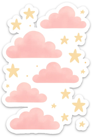 pink clouds and stars sticker