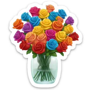 1000 colorful roses in a clear vase sticker
