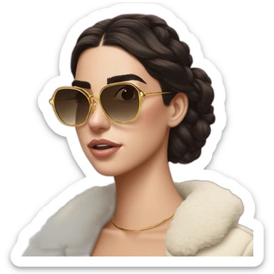 Dua lipa with square gold glasses sticker