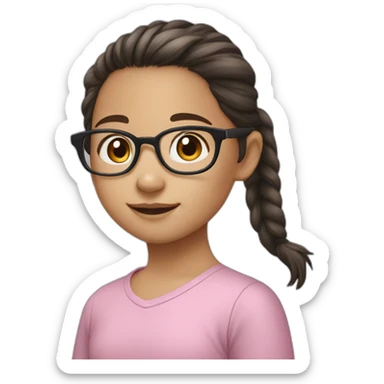 little girl, glasses, pony tail hair, asia sticker