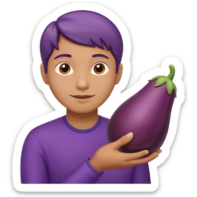 Someone touching a eggplant sticker