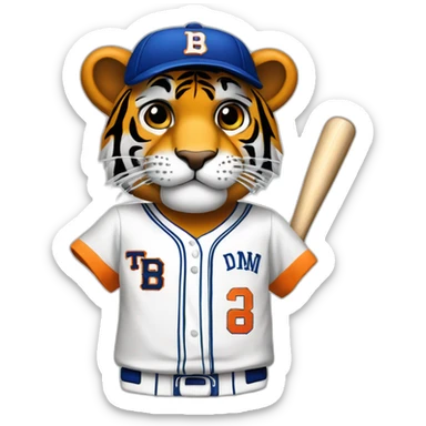 Tigre con camiseta de beisbol y la letra L sticker