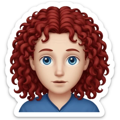 Chappell Roan with blue eyes and long dark red curly hair sticker